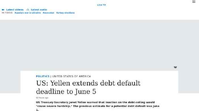 JUST IN — US Treasury Secretary Janet Yellen extended the nation's debt ceiling deadline to June 5