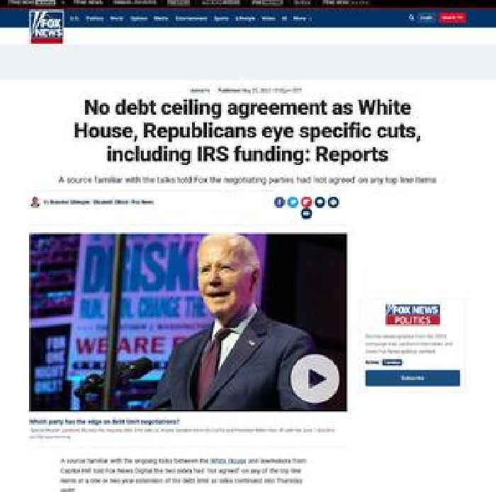 No debt ceiling agreement as White House, Republicans eye specific cuts, including IRS funding: Reports