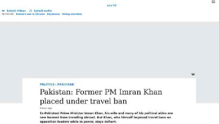 Pakistan: Former PM Imran Khan placed under travel ban