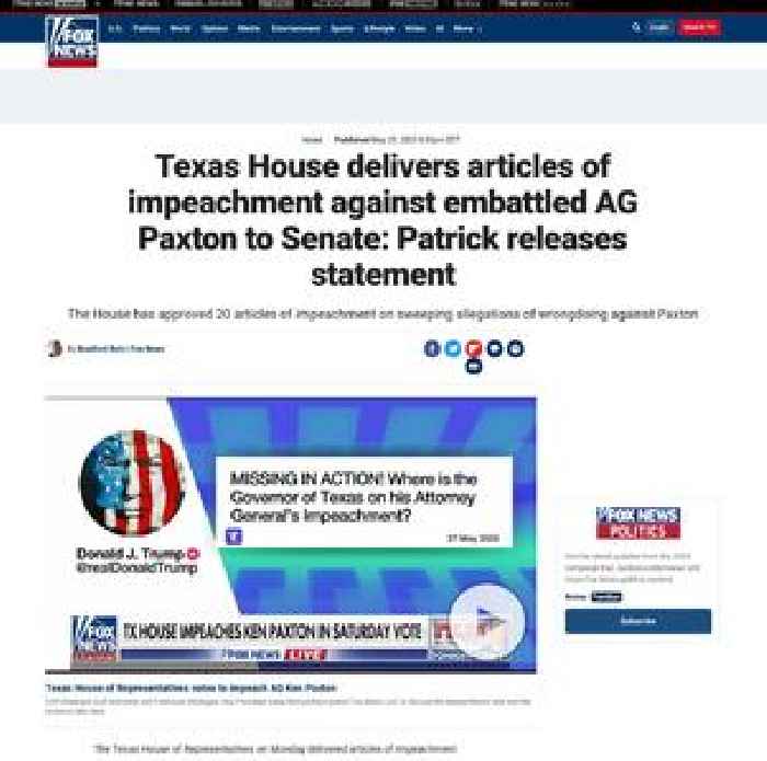 Texas House delivers articles of impeachment against embattled AG Paxton to Senate