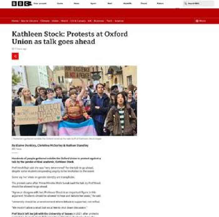 Kathleen Stock: Protests at Oxford Union as talk goes ahead