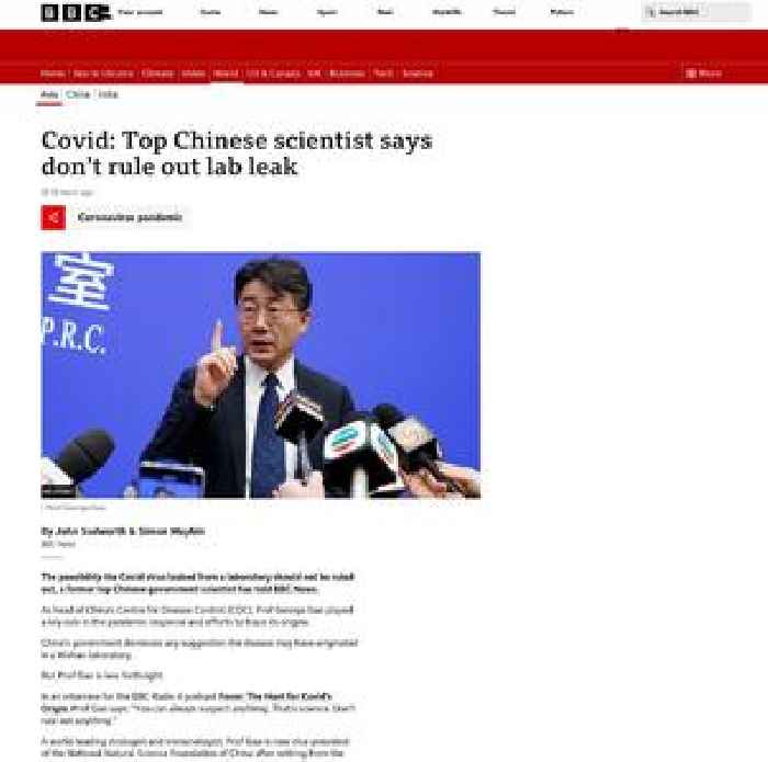 Covid: Top Chinese scientist says don’t rule out lab leak