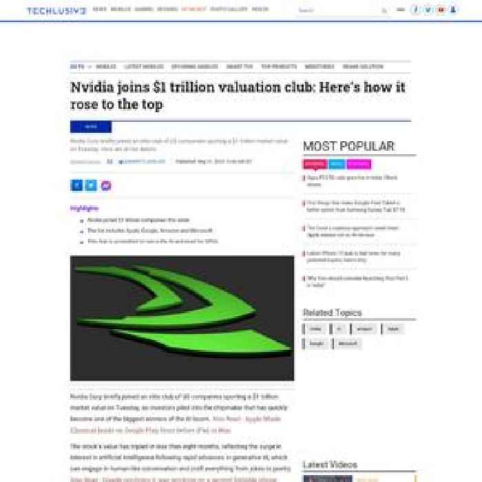 Nvidia joins $1 trillion valuation club: Here’s how it rose to the top