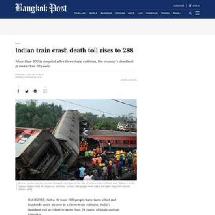 Indian train crash death toll rises to 288