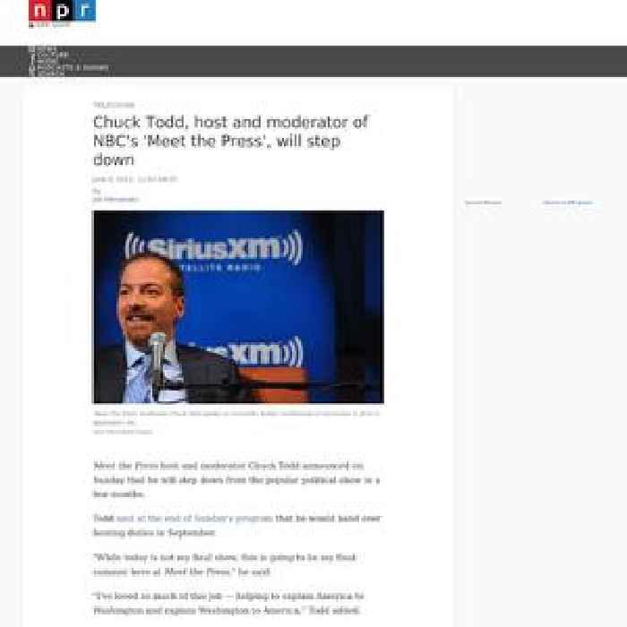 Chuck Todd, host and moderator of NBC's 'Meet the Press', will step down
