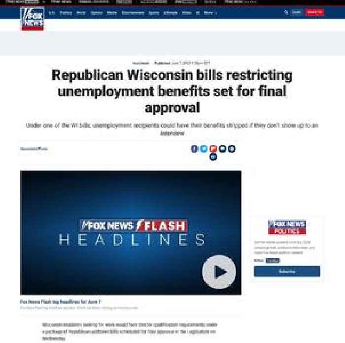 Republican Wisconsin bills restricting unemployment benefits set for final approval
