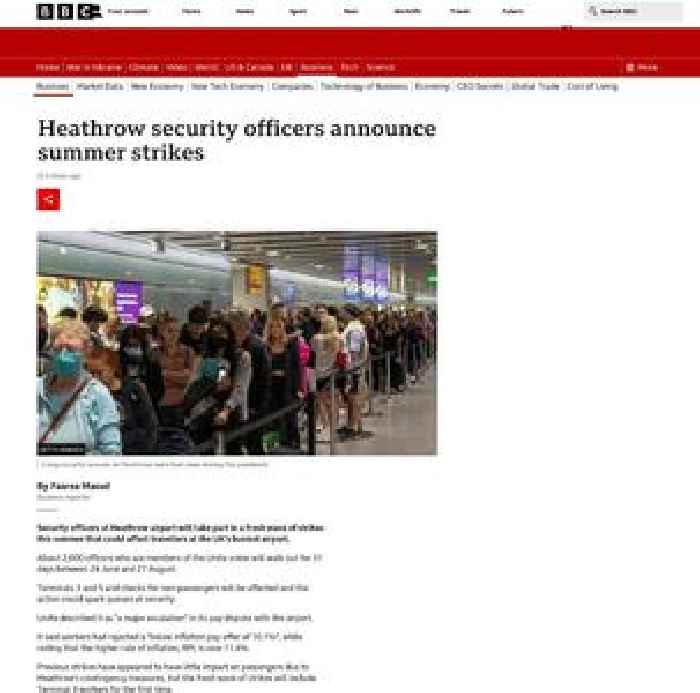 Heathrow security officers announce summer strikes