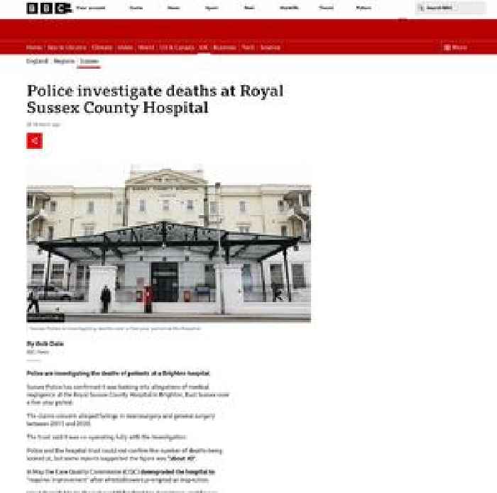 Police investigate deaths at Royal Sussex County Hospital