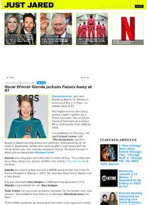 Oscar Winner Glenda Jackson Passes Away at 87