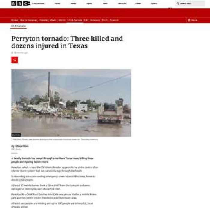 Deadly tornado rips through Perryton, Texas, amid US storm