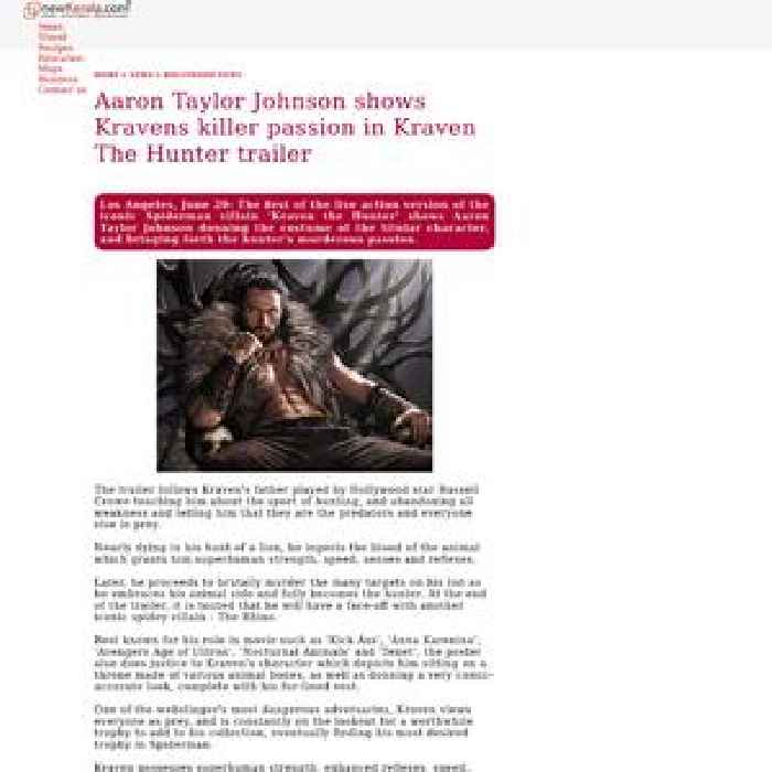 
Aaron Taylor Johnson shows Kraven's killer passion in 'Kraven The Hunter' trailer
