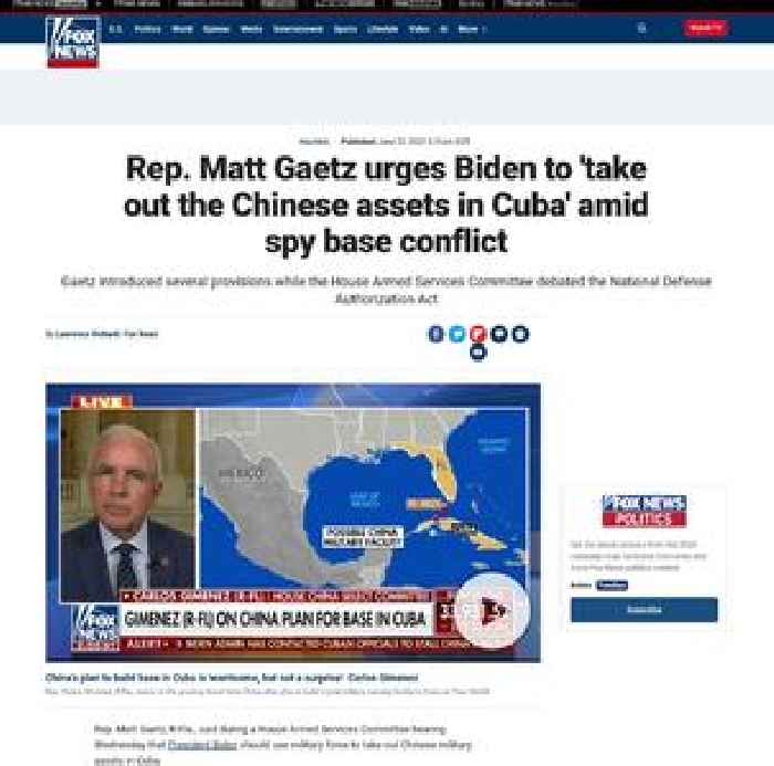 Rep. Matt Gaetz urges Biden to 'take out the Chinese assets in Cuba' amid spy base conflict