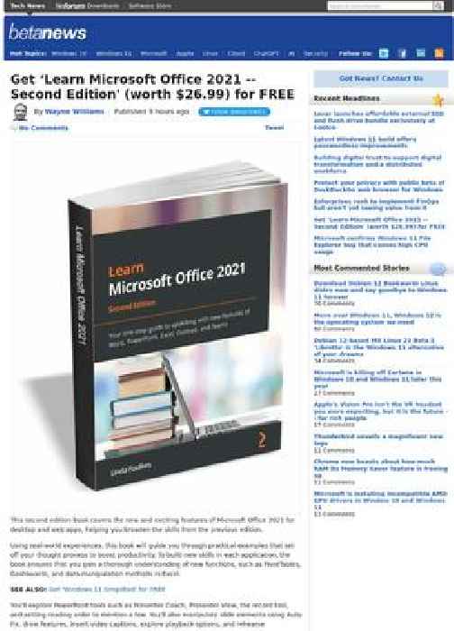 Get ‘Learn Microsoft Office 2021 -- Second Edition' (worth $26.99) for FREE
