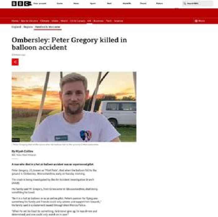 Ombersley: Peter Gregory killed in balloon accident
