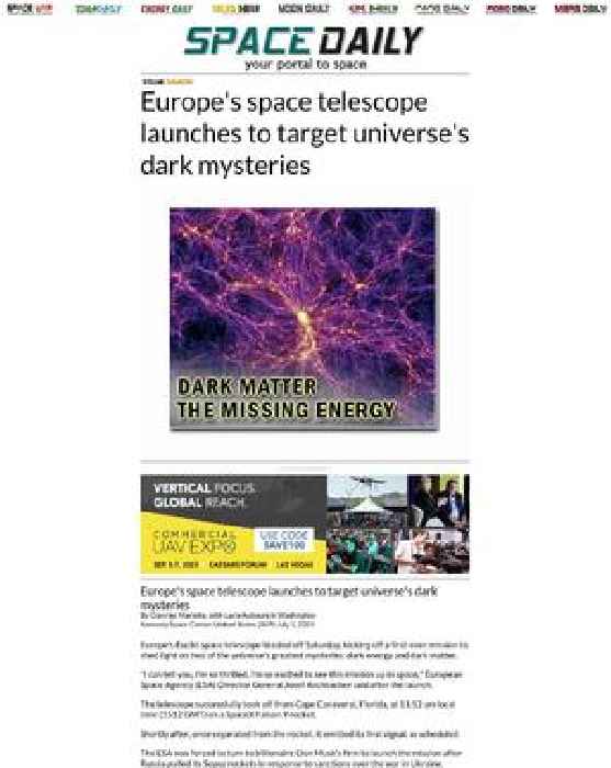 Europe's space telescope launches to target universe's dark mysteries