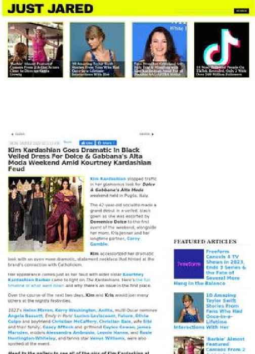 Kim Kardashian Goes Dramatic In Black Veiled Dress For Dolce & Gabbana's Alta Moda Weekend Amid Kourtney Kardashian Feud