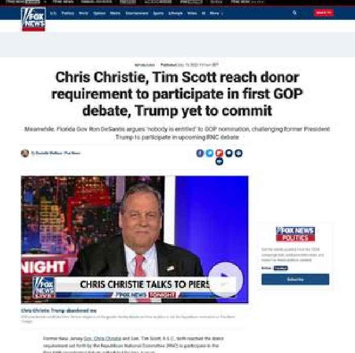 Chris Christie, Tim Scott reach donor requirement to participate in first GOP debate, Trump yet to commit
