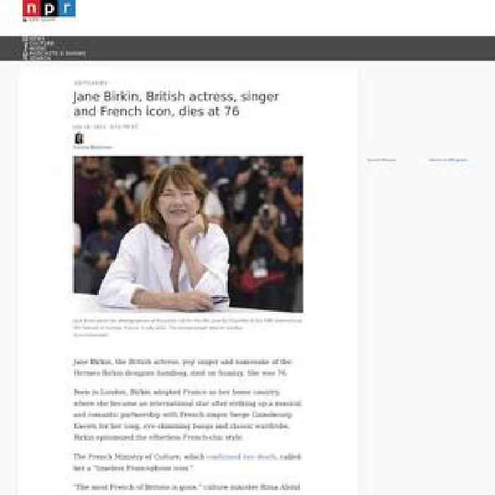 Jane Birkin, British actress, singer and French icon, dies at 76