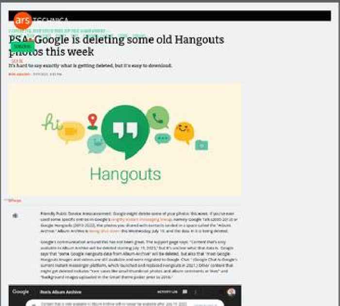 PSA: Google is deleting some old Hangouts photos this week