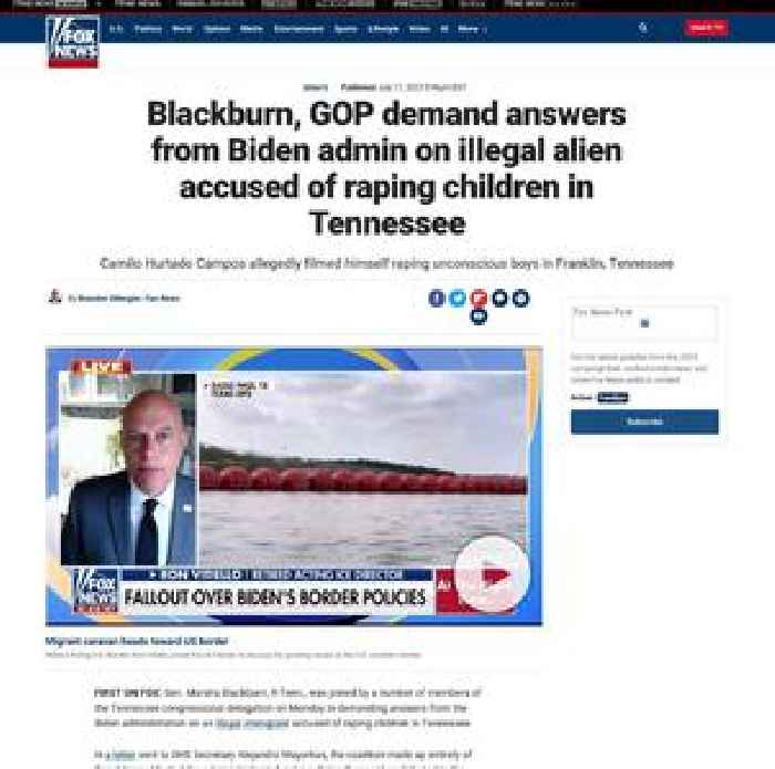 Blackburn, GOP demand answers from Biden admin on illegal alien accused of raping children in Tennessee