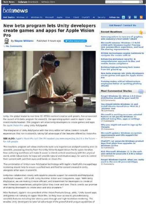 New beta program lets Unity developers create games and apps for Apple Vision Pro