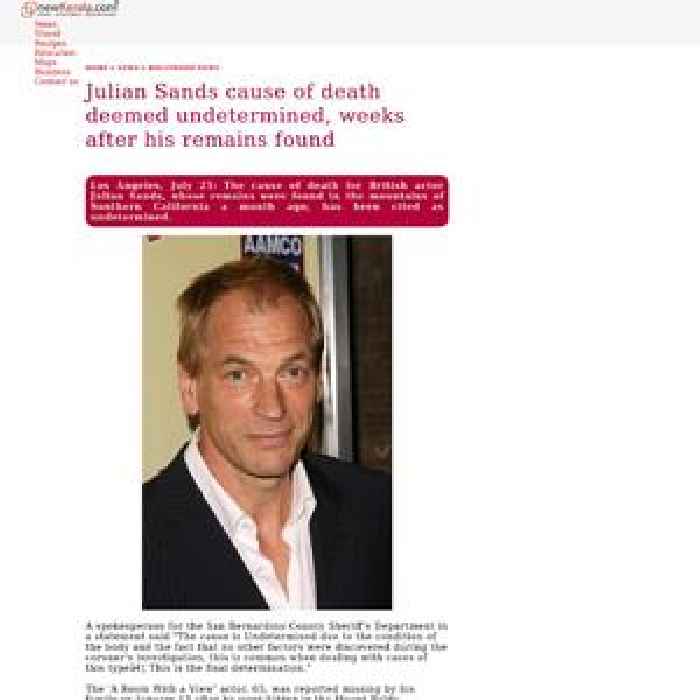 Julian Sands' cause of death deemed 'undetermined', weeks after his remains found