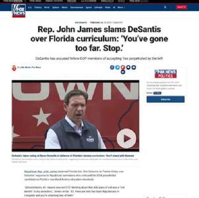 Rep. John James slams DeSantis over Florida curriculum: ‘You’ve gone too far. Stop.’