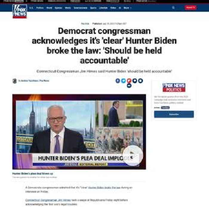 Democrat congressman acknowledges it's 'clear' Hunter Biden broke the law: 'Should be held accountable'