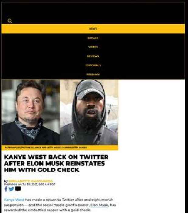 Kanye West Back On Twitter After Elon Musk Reinstates Him With Gold Check