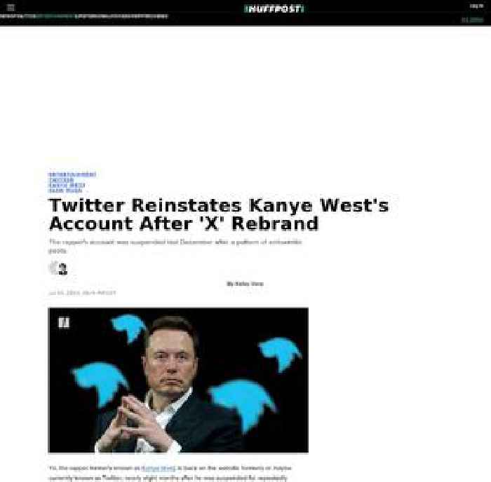 

    Twitter Reinstates Kanye West's Account After 'X' Rebrand

