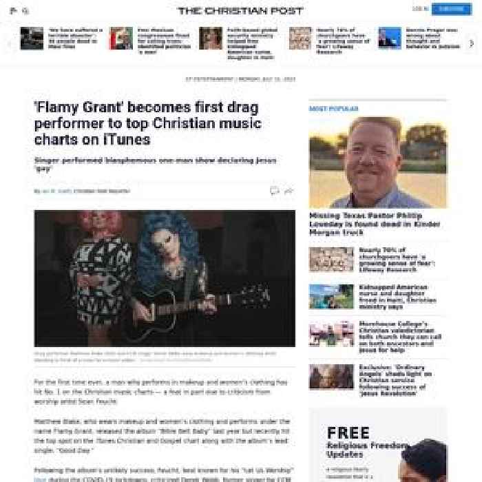  'Flamy Grant' becomes first drag performer to top Christian music charts on iTunes