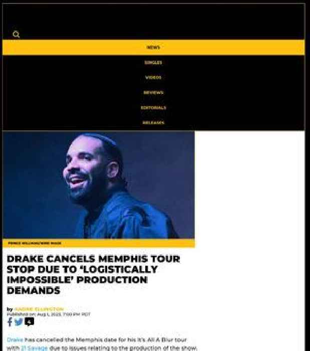 Drake Cancels Memphis Tour Stop Due To ‘Logistically Impossible’ Production Demands