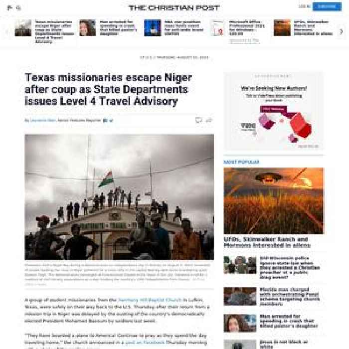 Texas missionaries escape Niger after coup as State Departments issues Level 4 Travel Advisory