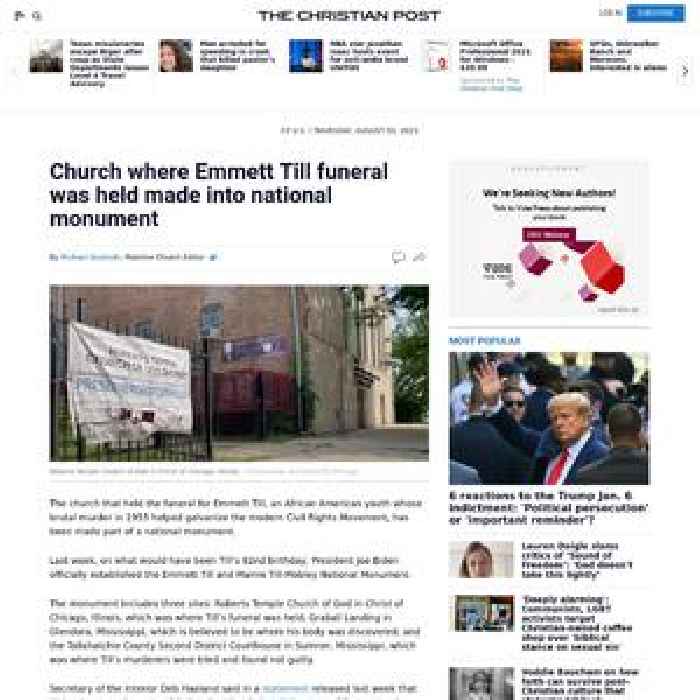Church where Emmett Till funeral was held made into national monument