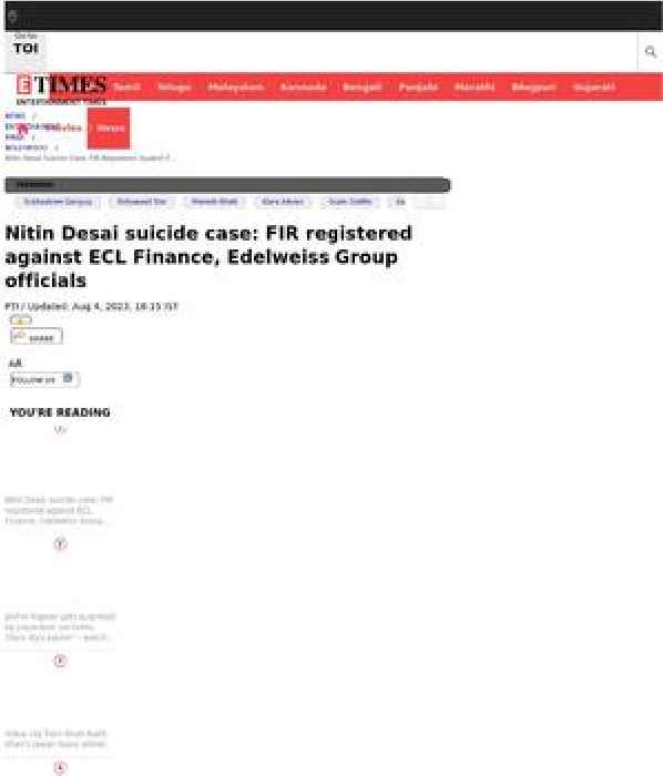 Nitin Desai suicide case: FIR registered against ECL Finance