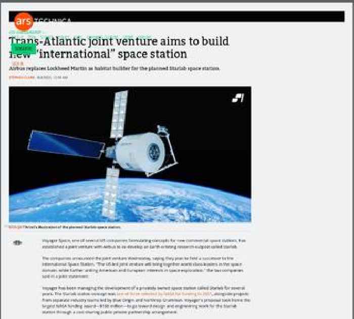 Trans-Atlantic joint venture aims to build new ‘international’ space station
