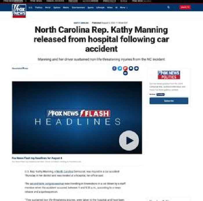 North Carolina Rep. Kathy Manning released from hospital following car accident