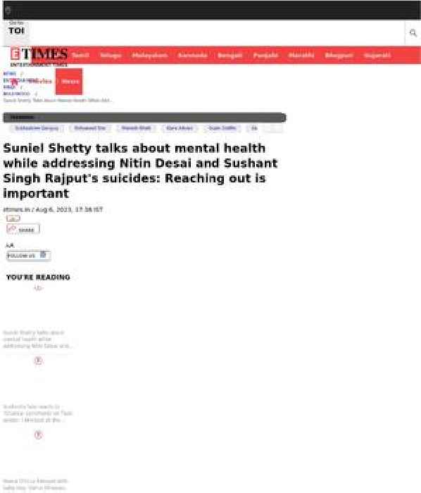 Suniel talks about Nitin Desai & SSR's suicides
