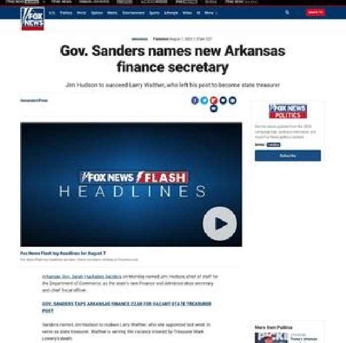 Gov. Sanders names new Arkansas finance secretary