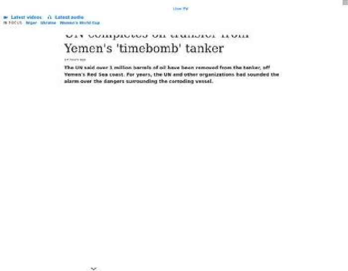 UN completes oil transfer from Yemen's 'timebomb' tanker