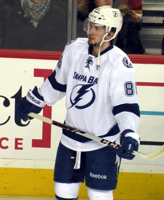Tampa Bay Lightning star Nikita Kucherov, the NHL's leading playoff scorer, leaves after one shift