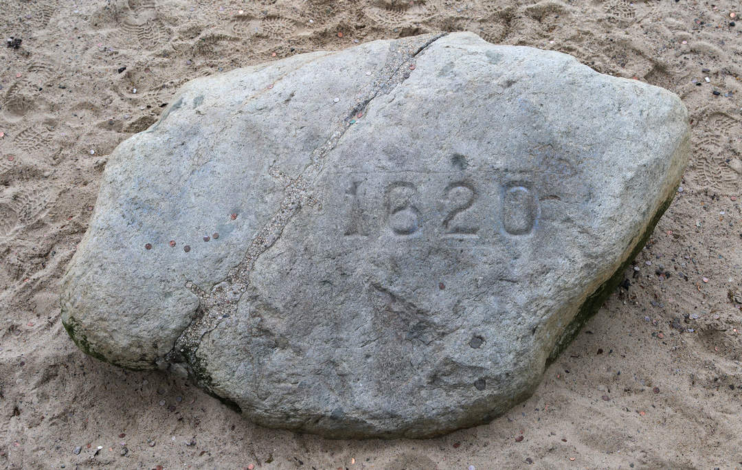 Plymouth Rock: Mayflower monument covered in graffiti