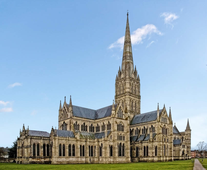 Salisbury Cathedral lit up for Luxmuralis show