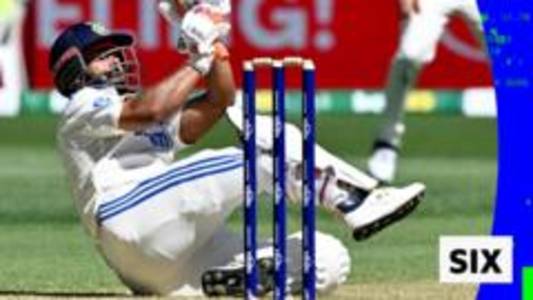 'Heavens above!' Pant falls over while hitting six