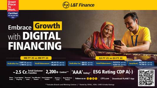 L&T Finance Ltd. Records Consol. Profit After Tax at Rs. 2,007 Cr for 9 Months Ended Dec. 31, 2024, A Growth of 14 percent Over 9 Months Ended Dec. 31, 2023