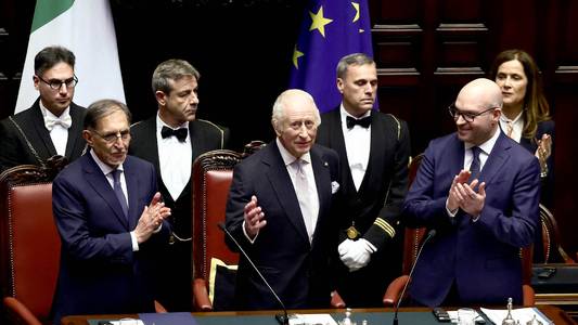 King Charles speaks Italian in historic speech - and overcomes accidental interruption