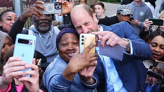 Prince William mobbed by selfie-hunters outside youth centre