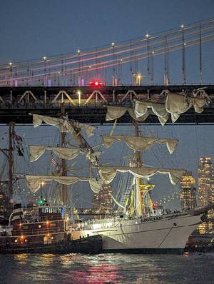 Sailing ship collides with Brooklyn Bridge, all lanes shut down, officials say