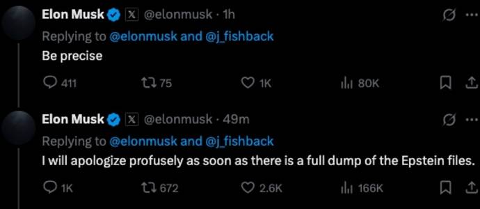 Musk Deletes Post Saying He’ll Apologize to Trump if the President Does a ‘Full Dump’ of Epstein Files