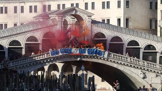 'No space for Bezos': Hundreds protest against billionaire's wedding on final day of Venice celebrations